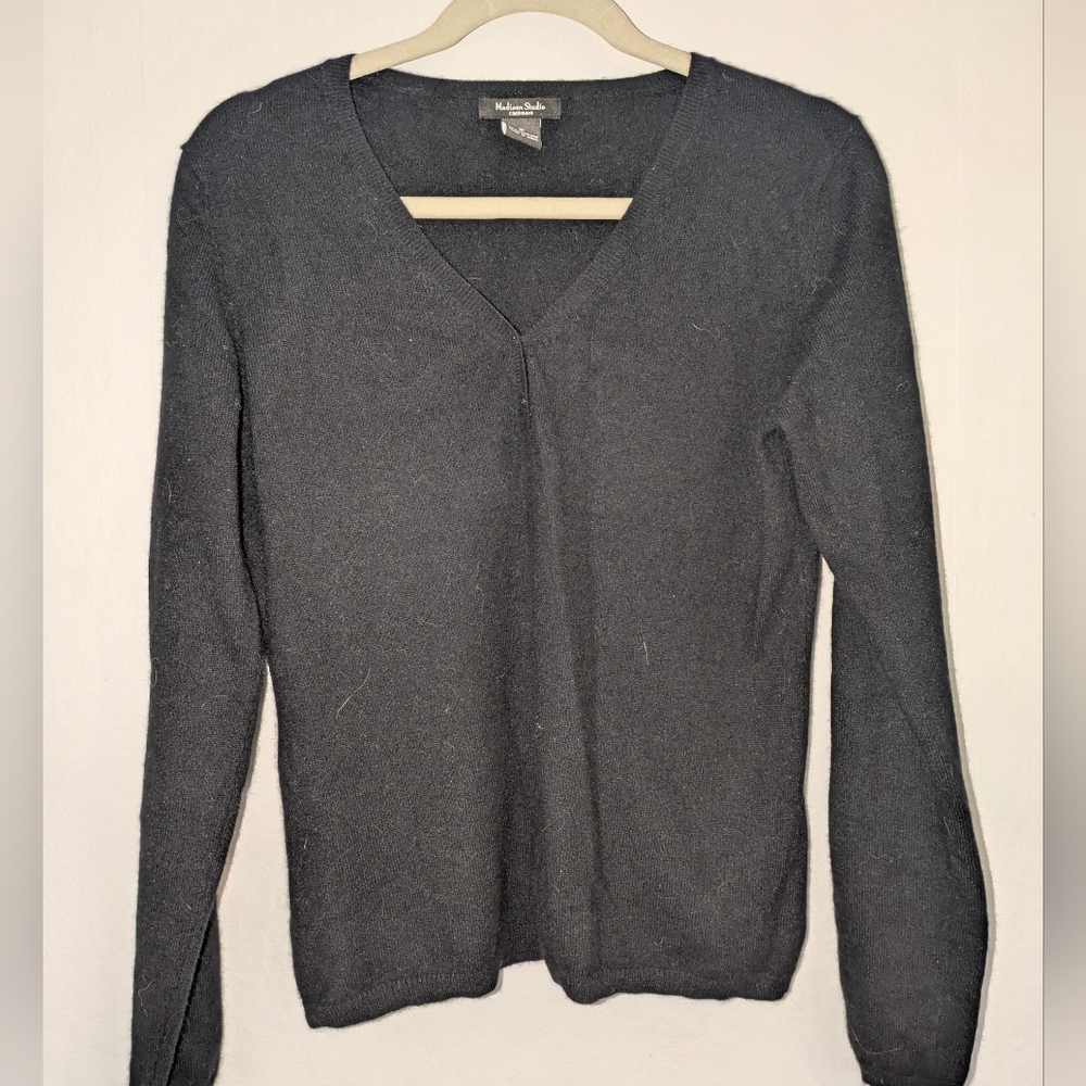 Black V Neck Cashmere Sweater Madison Studio